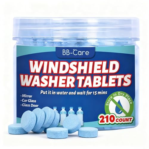 210 PCS Windshield Washer Cleaning Tablets, Car Glass Cleaner Concentrate, Effervescent Formula for Auto and Windows