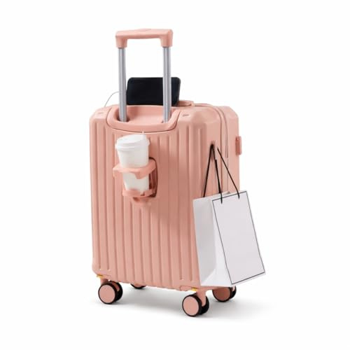 WYDEAZ Maleta Cabina 55x38x23 cm Equipaje de Mano Rígido con Portavasos y Soporte para Móvil, Trolley de Viaje con 4 Ruedas Desmontables, Gancho para Bolsas y Doble Cerradura