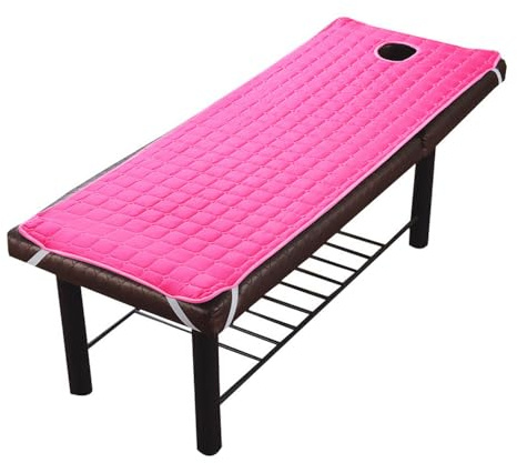 LADFRTYU Topper Per Lettino Massaggi Coprimaterasso antiscivolo for lettino da massaggio SPA, lenzuolo con foro for il viso, for salone di bellezza(Pink,Size M)