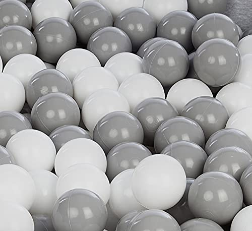 Velinda 500 Bälle für Bällebad/Bällezelt/Kinderpool Plastikbälle Kinderbälle O7cm (Farbe der Bälle: weiß,grau)