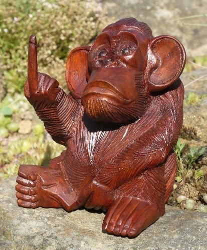 Wogeka NEU großer AFFE STINKEFINGER Tier Holz Monkey Animal