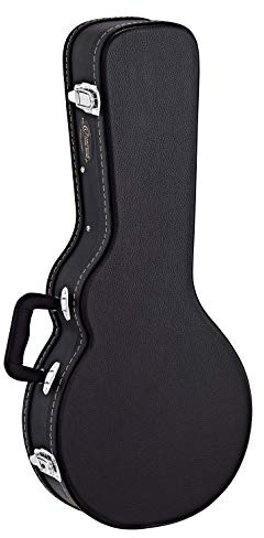Ortega Guitars Economy Hardcase F-Style Mandoline-Koffer - Vinyl Schwarz | für A-Style Mandoline, Höhe 71cm, 15mm Innenpolsterung aus braunem Velours, OMCSTD-F