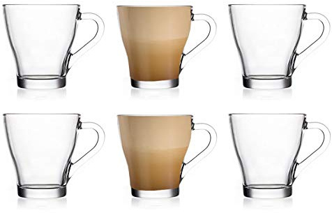 EVER RICH ® 250ML Latte Glass Tea Coffee Cup Mug (Fits Tassimo & Dolce Gusto) 6 Glasses Only