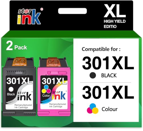 301 XL Multipack Kompatible für HP 301 Druckerpatronen für hp Envy 4500 druckerpatronen,5534 5532 4502 4503 Deskjet 2540 2544 1000 1010 1050 Officejet 2620 2622 2624 4630 4632(1 Schwarz 1 Farbe)