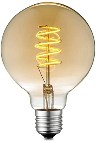 Home Sweet Home Edison Vintage E27 | LED-Filament-Leuchtmittel Globe | G95 Spiral LED-Lampe | Ambra | Dimmbar | 4W 280lm 2700K | warmweißes Licht | für E27-Fassungen