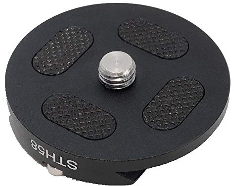 iShoot Tripod Head Mount Converter Quick Release Adapter for Cantilever, Fluid, Ball Heads with Circular Bottom and 3/8 Screw Hole, Arca-Swiss Fit Quick Release Plate