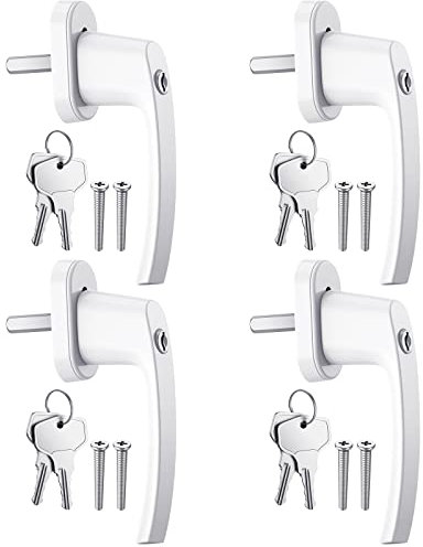 AUTOUTLET Fenstergriffe abschließbar, 4pcs Fenstersicherung Kinder Fensterschloss Aluminium in Stiftlänge 35mm, abschliessbarer Fenstergriff mit 8 Schlüsseln für Fenstertür Balkontür usw (Weiß)