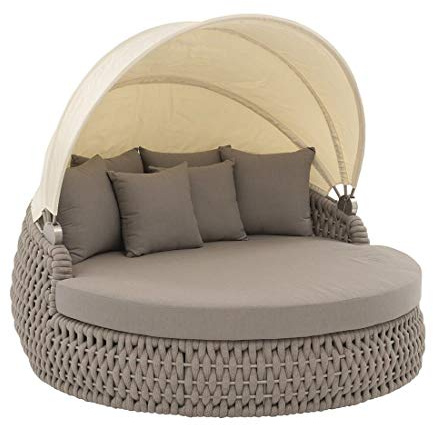 OUTLIV. Leon Loungeinsel, 186x200x90cm, verstellbar, Grau/Braun | Aluminium, Olefin und Geflecht; verstellbar und mit Armlehnen; 2 Sitzplätze; 186x200x90cm; Grau/Braun; komfortabel, flexibel
