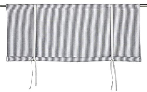 Skandinavisch Französisch Design Scheibengardine Raff Gardine Raffrollo 'Oskar' 120 x 90 cm (BxH) Offwhite grau Baumwolle Landhaus Skandi
