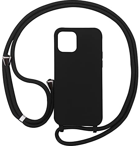 PuYu Zhe Compatible With iPhone 11 Case,Soft Matte Silicone TPU Crossbody Cover with Adjustable Neck Cord Lanyard Strap,Slim Stylish Shockproof Lanyard Case-Black
