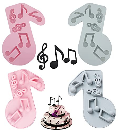 KuuGuu 4 PCS Music Note Silicone Mold,Music Note Fondant Mold Musical Candy Mold for Cake Decoration Sugarcraft Cake Chocolate and Crafting