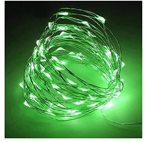 Stringa solare luci 1M 2M 3M 5M 10M filo di rame LED luci stringa vacanza illuminazione fiaba ghirlanda decorazione festa di nozze (colore emittente: verde)