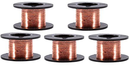5 Stück 0,1 mm Magnetdraht, Kupferlackdraht Isoliert Magnet Drah Elektrischer Draht Kabel Kit 12m Emaillierter Spulenwickeldraht für Verbinden oder Löten