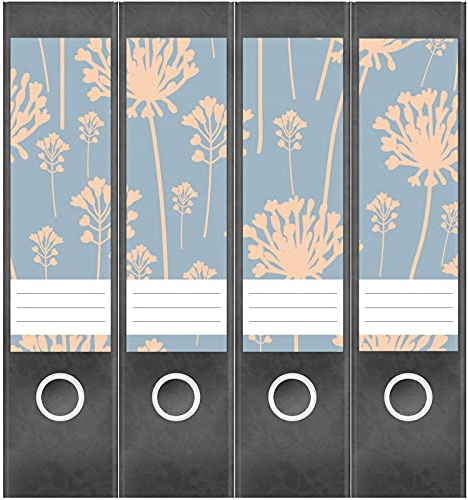 Etiketten für Ordner | Blumen Muster 2 | 4 breite Aufkleber für Ordnerrücken | Selbstklebende Design Ordneretiketten Rückenschilder