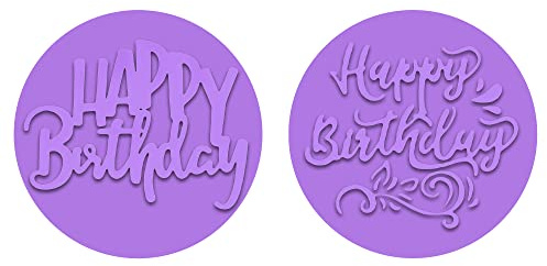 Happy Birthday Embosser/Stamp Fondant 2PCS 3D Design Cookie Stamp Birthday Celebrations Stamp for Cupcake,Cake,Cookie,Fondant Decoration