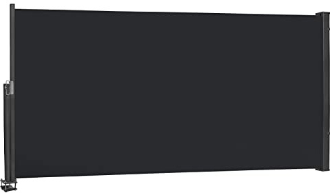 Aufun Seitenmarkise Ausziehbar Markise 140 x 300 cm Sonnenschutz | aus Polyester Sichtschutz Windschutz für Garten Balkon & Terrasse, Seitenrollo mit Wandhalterung, Anthrazit