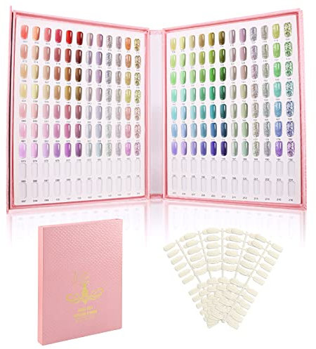 Segbeauty Libro per Unghie Espositore con 216 Colori per Unghie, con 240 Punte per Unghie Finte, Nail Art Campioni di Colore Cartone, Espositore per Smalti per Nail Art, Consistenza di Ananas, Rosa
