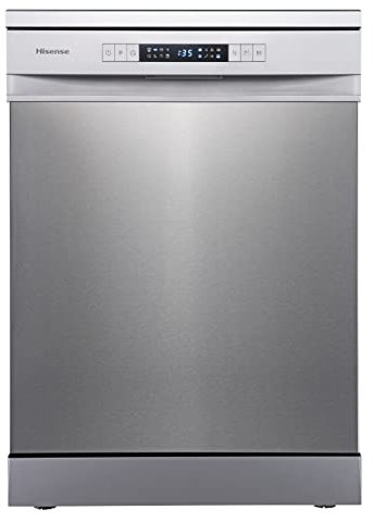 Hisense HS623D10X - Lavavajillas Independiente 60 cm, 3º Bandeja, Bajo consumo, 14 Cubiertos, 7 Programas, 47 dB con modo Lavado Rápido, Libre instalación, Inox