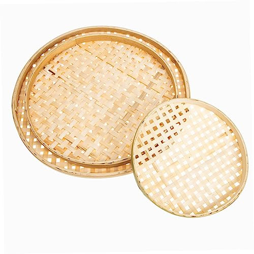 3pièces Corbeille Tressé Cuisine Multifonctionnel Passoire Maison Naturel Accessoire Pratique Pour Rangement
