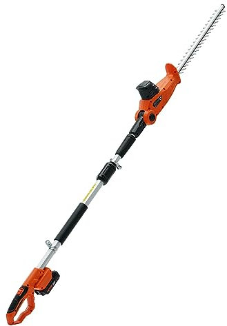 VEVOR Tagliasiepi Elettrico a Batteria Asta Telescopica Regolabile tra 188-239 cm da Giardino per Siepi Cespugli Arbusti Potatura, 20V Lama in Acciaio, a Doppio Taglio 45,7 cm