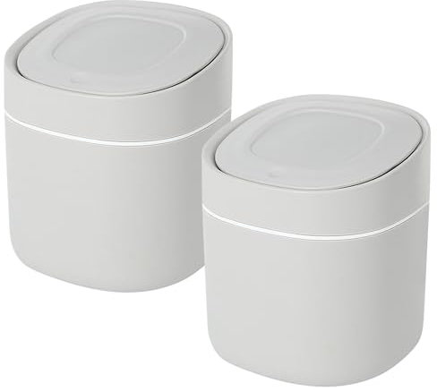 Kongming Desktop Mülleimer küche,Zwei Mini Tischmülleimer,bequemer Mülleimer mit deckel, Papierkorb mit Deckel,geeignet für Küchen,Büros, Badezimmer,etc(grau)