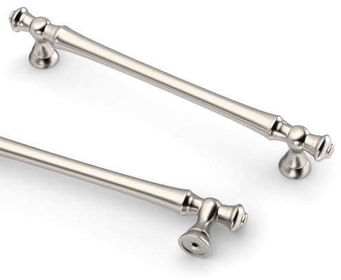 9BUILD 10 Pack 160mm Brushed Satin Nickel Kitchen Cabinet Handles - Drawer and Cupboard Door Handles - Zinc Alloy Wardrobe Handles UK0036