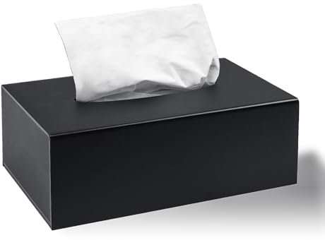 NIXRET Kosmetiktücherbox 25 * 13 * 9 cm Acryl Tissue Dispenser, Tissue-Box mit magnetischer Abdeckung für Esszimmer, Bad, Schlafzimmer, Auto, Büro, Matt Schwarz