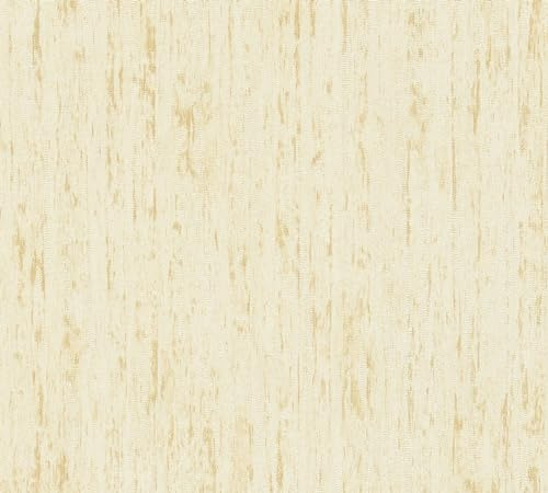 A.S. Création Smart Surfaces Vliestapete mit Metallic-Muster 10,05 m x 0,53 m - Beige, Gelb - Mustertapete für verschiedene Räume Made in Germany - 395614