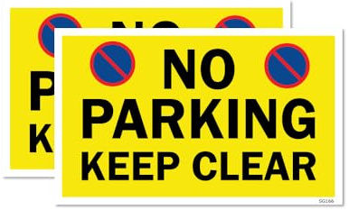 2 PACK - Small 10cm No Parking Keep Clear Self Adhesive Stickers - Sign, Caution, Driveway Warning, Private Property SG166