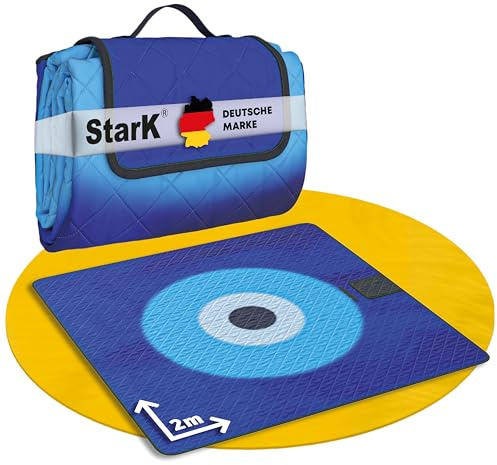 StarK Picknickdecke 200x200 Lagune, 3 -lagige sandfeste Stranddecke ohne Nähte, Strandmatte gepolstert wasserdicht