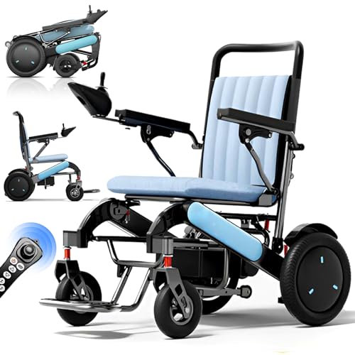35KM Reichweite Elektrischer Rollstuhl Faltbar Leicht, Tragfähigkeit 200 kg, Rollstuhl Elektrisch Tragbarer für Erwachsene und Senioren, All Terrain Elektrorollstuhl, 500W motor,20ah