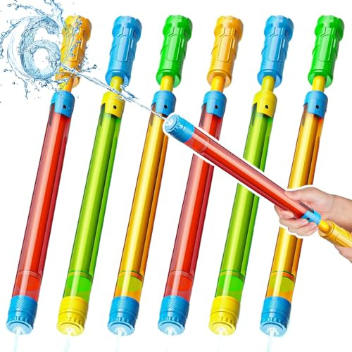 Pistola ad Acqua per Bambini, 6 Pezzi Pistola Acqua Piccole, 42cm Plastica Pistole d'Acqua per Festa in Piscina e Giardino