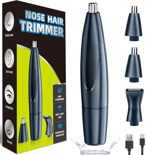 Nasenhaartrimmer Herren 3 in 1 Nasenhaarschneider USB Ohrhaarschneider Professioneller Schmerzfreier Augenbrauen Gesichtshaarschneider Haarschneider mit AKKU, Haartrimmer für Männer & Frauen