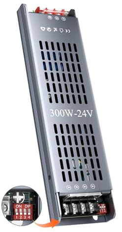 HOOLED LED Trafo Dimmbar DC 24V 12,5 A 300W, Pro Netzteil mit 5 Schaltungsschutzmodi geeignet für 220-240V AC zu 24V DC Konstantspannung Geeignet für LED Streifen