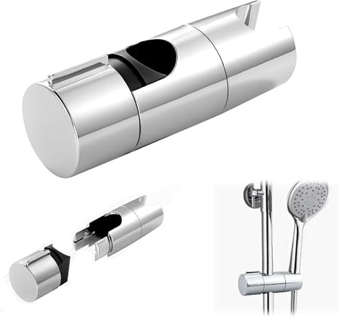 NIYATA Support de pommeau de douche réglable, support de douche universel chromé, aucun perçage nécessaire, installation simple, support de douche rotatif à 360 degrés pour barre coulissante de 18 à