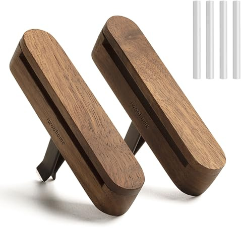 Auto Lufterfrischer, 2 Stück Auto Diffuser für Ätherische Öle, Walnussholz Duft Holz, Auto duft mit 4PCS Nachfüllauflagen, Auto Zubehör Innenraum, Vent Diffusor