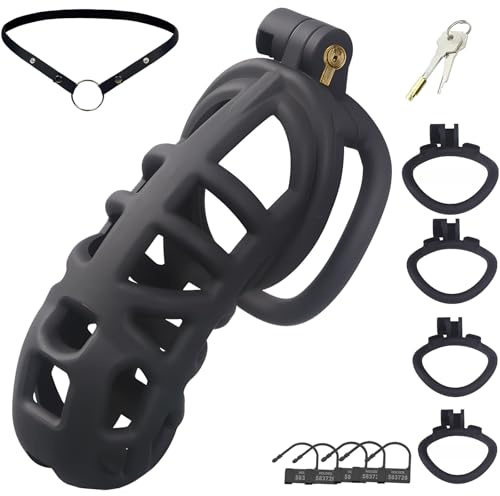 Xtoyz4U Male Chastity Cage - Upgraded Skin-Friendly Resin Chastity Device with 4 Size Rings - No Oil Residue Cock Cage for Men’s Penis Sex Toys (XL)