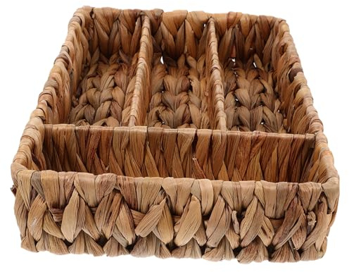Warmhm Panier De Rangement Rectangulaire Jacinthe Eau Divisé Pour Organisateur Ustensiles Cuisine Boîte Rangement Polyvalente Avec Design Naturel Tissé Compact Pour Table Et Armoire