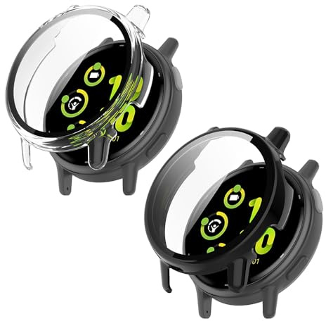YOOUMI 2 Pack Cases for Garmin Vivoactive 5 Transparent Hard Case with Screen Protector, Ultra Thin Scratch-Resistant PC Protective Case, Smartwatch Case Cover Shell For Garmin Vivoactive 5