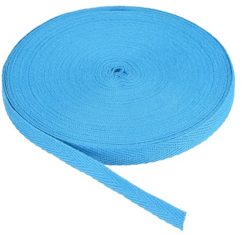 PATIKIL Cotton Twill Tape 3/8 Inch 25 Yards Cotton Ribbon Bias Binding Tape Herringbone Webbing Trim for Sewing Gift Wrapping Craft DIY Deep Lake Blue