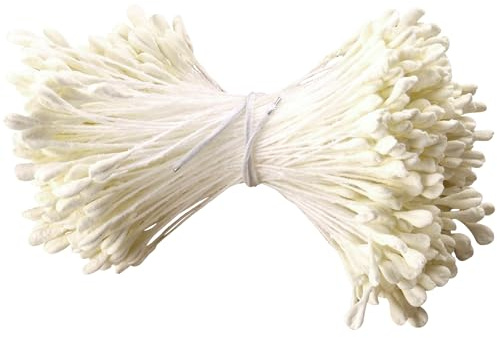 Mumjooyi Pfeifenreiniger Blumen Staubblatt Kunstblume Staubgefäß 350 Stück Staubblätter für Blumen Doppelköpfe Pistil 3mm zum Basteln Tulpe Blumenstrauß Pfeifenreiniger Blumen Zubehör (Cremefarben)