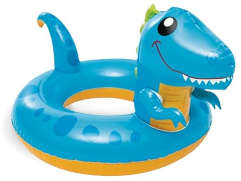 Simring dinosaurie för barn 2–8 år, uppblåsbar dino simdäck djurform tecknad vattenleksak, tjock PVC pool simring för pojkar flickor sommar pool vatten leksak fest
