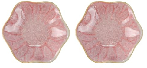 Nicear 2pcs Pink Ceramic Spoon Rest Tea Bag Holder Dish Flower Shape Spoon Holder Kitchen Sauce Dishes Sushi Soy Dipping Coffee Station Decor Coffee Accessories