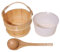 Sauna-Eimer, Schöpflöffel, Zubehör-Set, tragbares Holzfass mit Löffel, handgefertigte Spa-Werkzeuge für Dusche, Körperentspannung, Schwitzen, traditionelle Wellnessgeräte