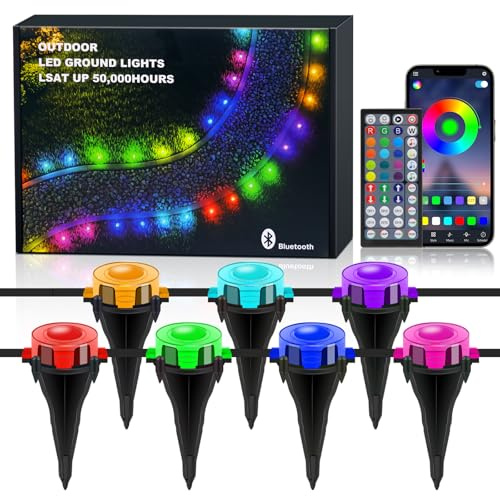 Wisada Bodenstrahler Außen 30M mit 30LEDs, Bluetooth Bunte Lichterkette Außenleuchten, 5 in 1 Smart RGBCCT LED Bodenleuchte, IP68 Wasserdichte Trauflichter für Allerheiligen Weihnachtsdeko