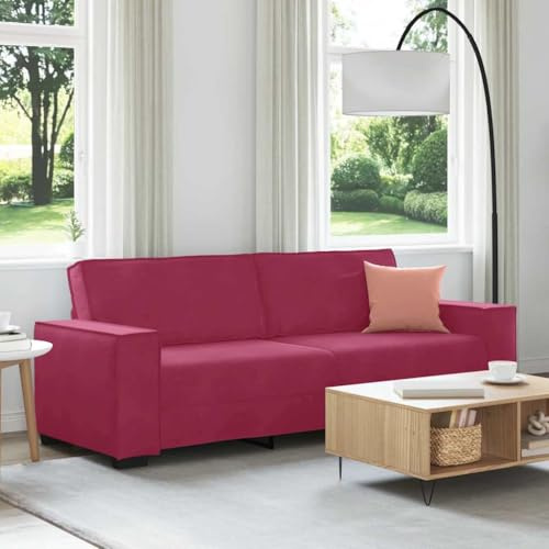 Qnhdfrt Weinrotes Samt Sofa 3-Sitzer 180 cm mit bequemer Polsterung und Breiten Armlehnen für Wohnzimmer, Büro und Loungebereich