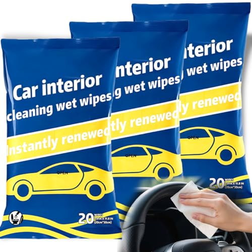 Lingettes d'intérieur de voiture – Sans danger pour le tableau de bord, les sièges, le volant et les détails | Non toxiques, sans danger pour la peau | Nettoyage rapide pour cuir, vinyle et plastique