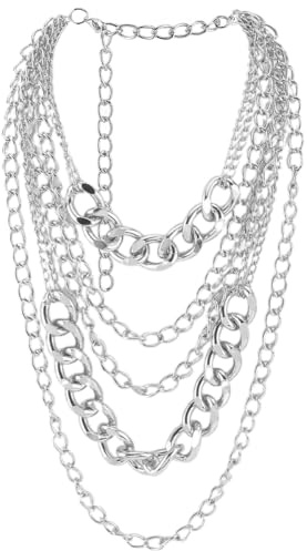 SOFPLATE 1 scatola Da 11.8 pollici/30cm Collana Multistrato Spessa Catena Punk In Argento Collana Cubana In Alluminio con Maglie A Più Strati Set di Accessori per Abbigliamento Costumi Bar Feste Decor