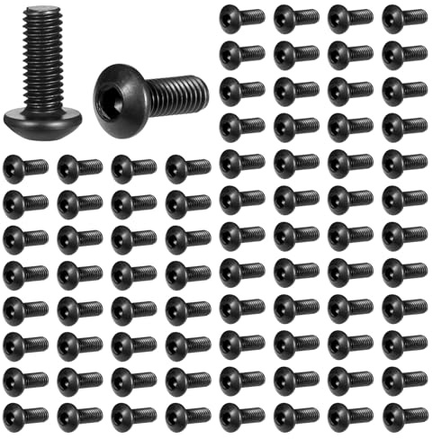 100 Pcs M3 x 8mm Thread Alloy Steel Hex Socket Button Head Cap Screws Bolts Kit Metric M3 Hex Socket Button Head Cap Bolts Screws Machine Screw Bolt and Nuts Assortment Kit Black Oxide Finish