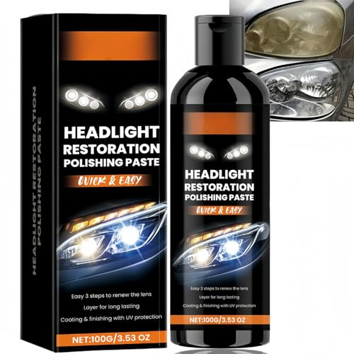 Advanced Car Headlight Restoration Kit,Headlight Restorer Cleaner with Polishing Paste,Removes Oxidation & Scratches,Improves Visibility & Safety,Best Headlight Polishing Kit for Headlamp Restoration